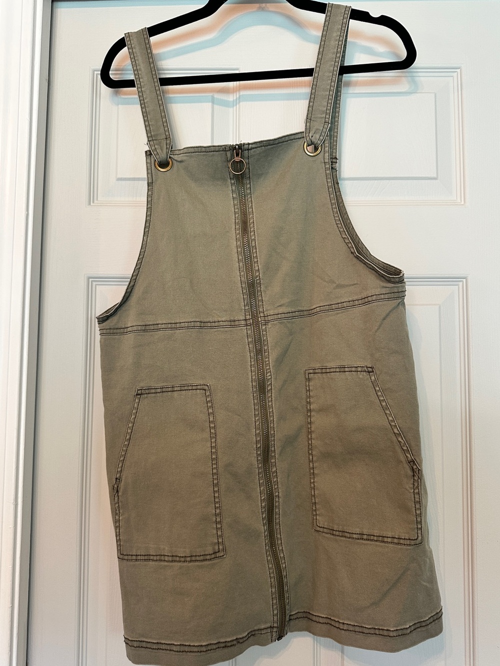 SO Olive Green Zip-Front Overall Dress size large